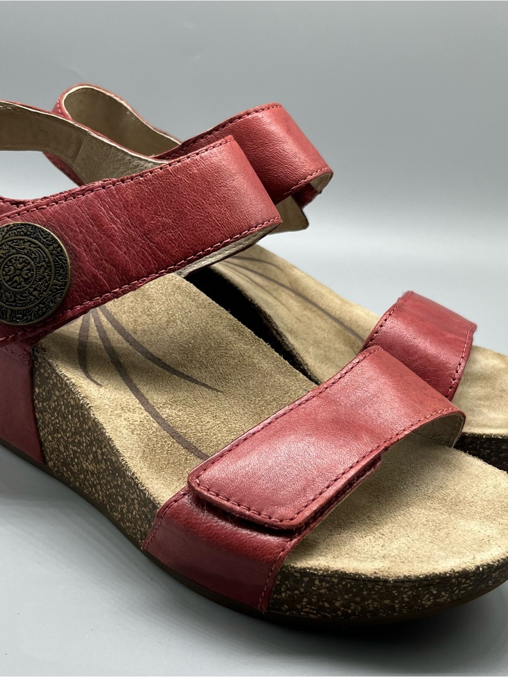 Abeo Slingback Sandals Womens 7.5 Leather Wedge Heel Classic Preppy AU50892